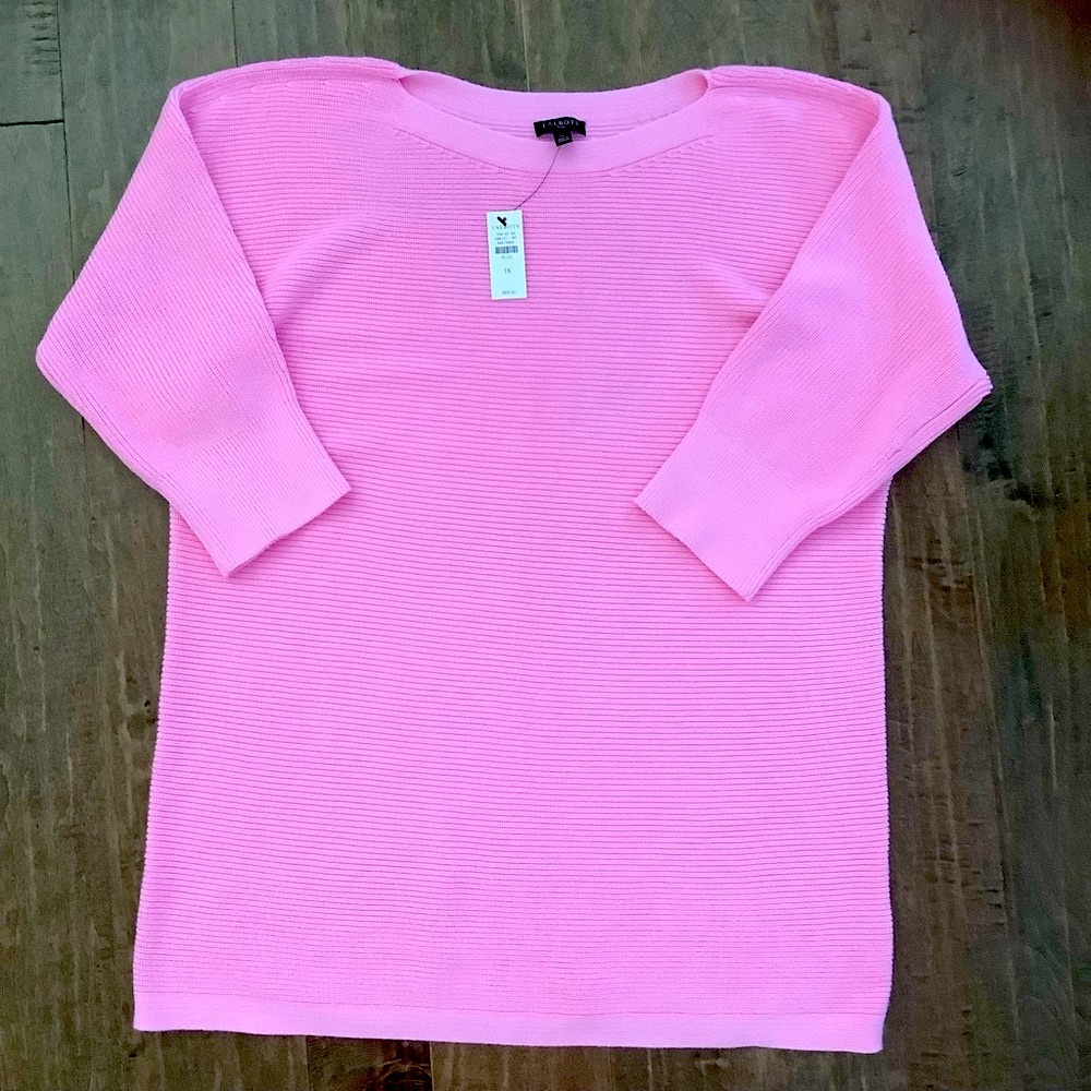 Talbots Plus NWT Soft Pink Ribbed Knit Top, Size 1X